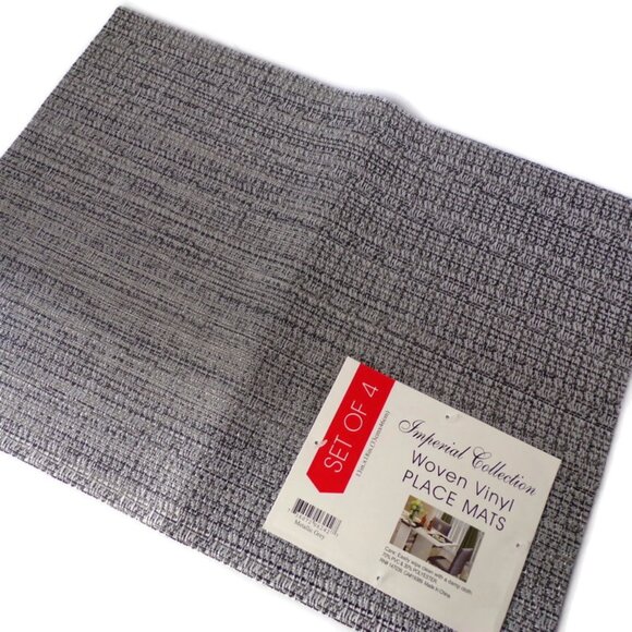 Imperial Collection Woven Vinyl Placemats Set of 4 Metallic Gray - Picture 2 of 7